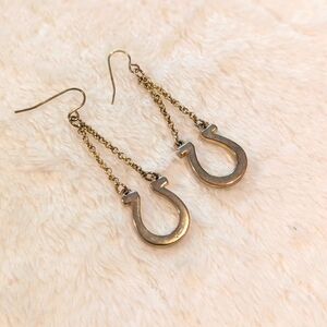 Vintage Goldtone Horseshoe Drop Pierced Earrings
